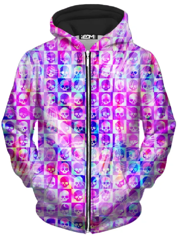Skull Fam Pink Unisex Zip-Up Hoodie sold by iEDM