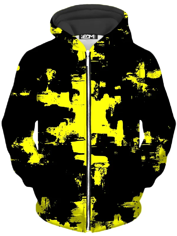 Black and Yellow Abstract Unisex Zip-Up Hoodie sold by iEDM