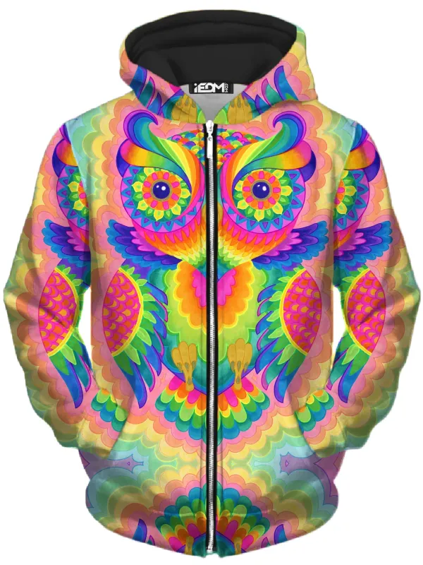 Cosmic Owl Unisex Zip-Up Hoodie sold by iEDM