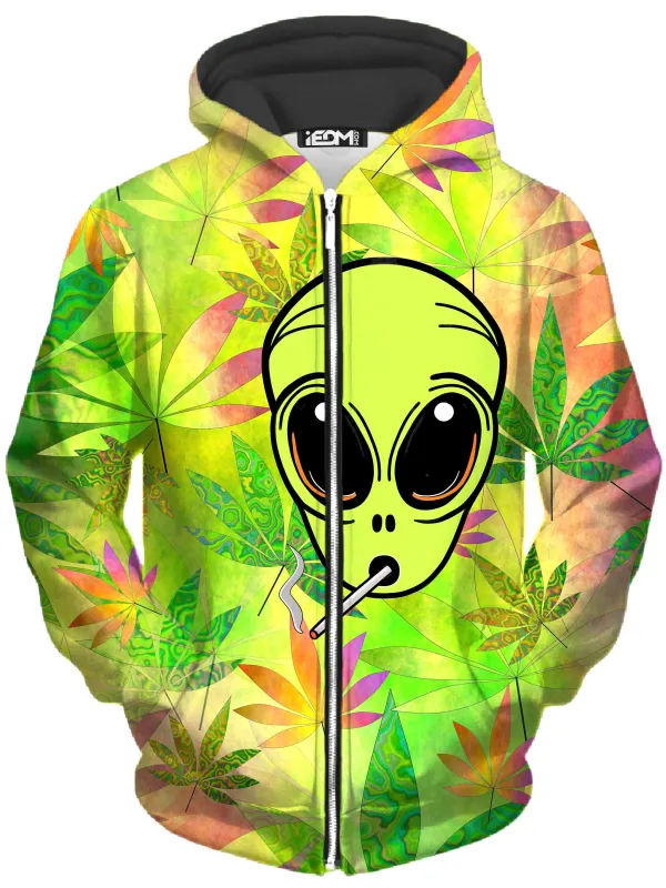 Alien Weed Unisex Zip-Up Hoodie sold by iEDM