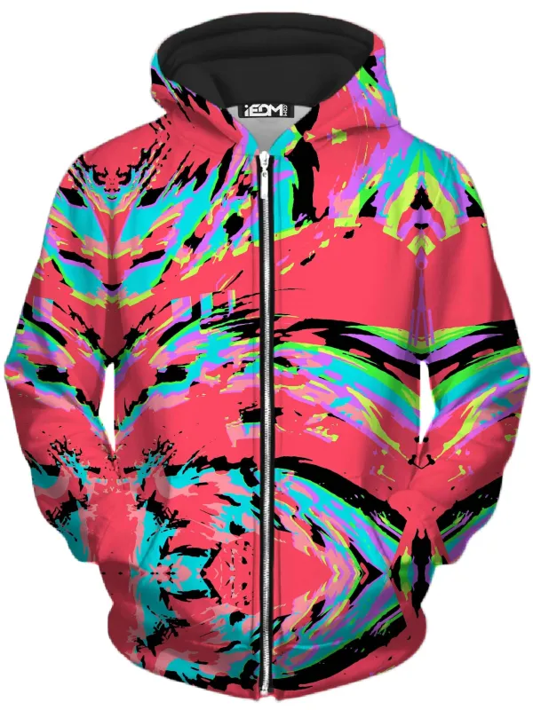 Tropical Coral Glitch Unisex Zip-Up Hoodie sold by iEDM
