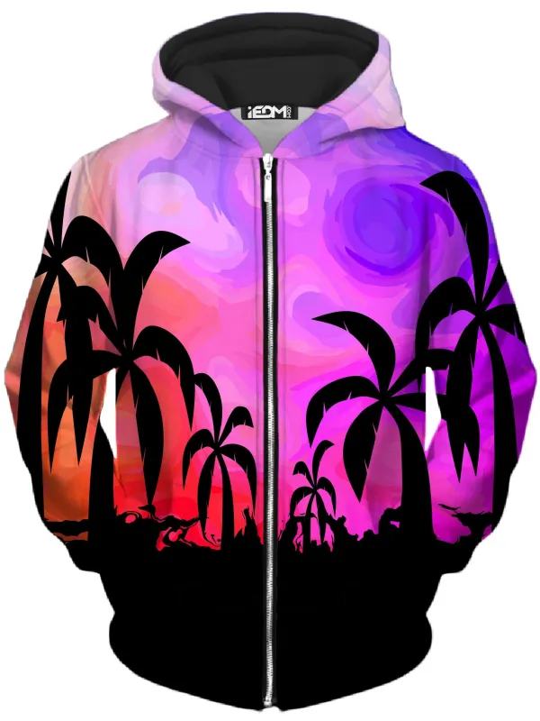 Tropical Twilight Unisex Zip-Up Hoodie sold by iEDM