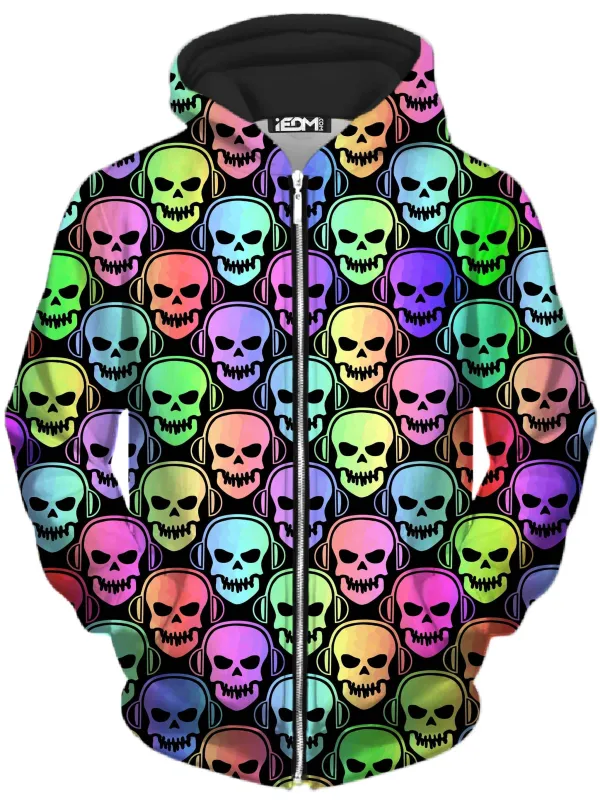 Skull Deejays Unisex Zip-Up Hoodie made by iEDM
