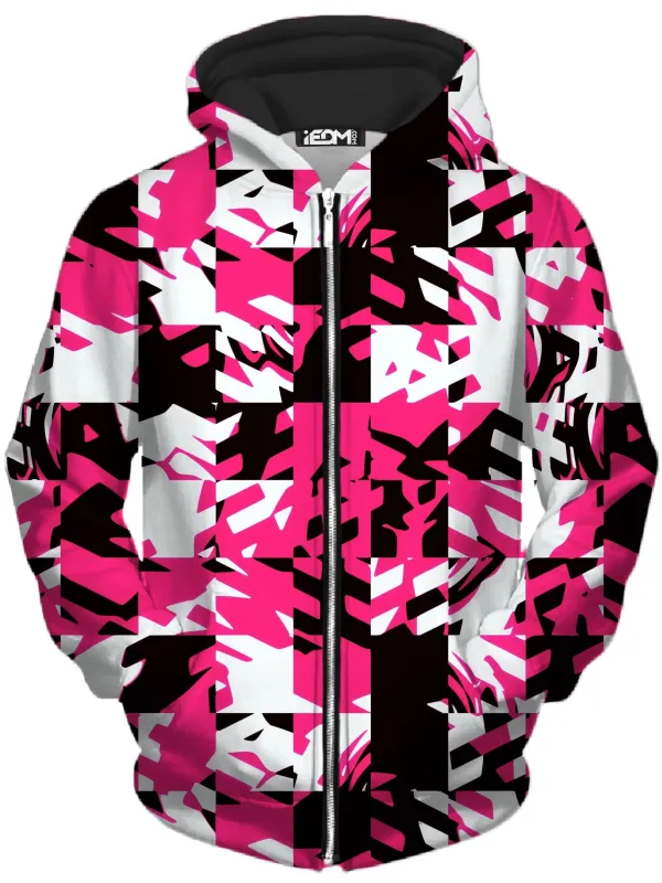 Pink Digital Unisex Zip-Up Hoodie sold by iEDM