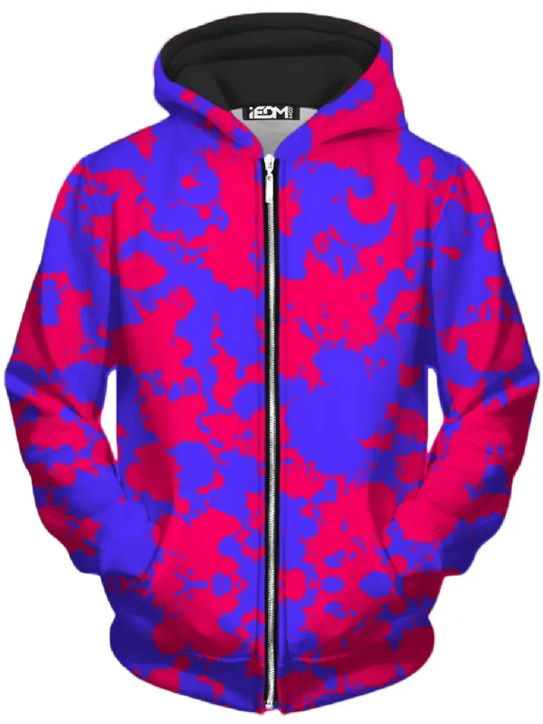 Pink and Violet Paint Splatter Unisex Zip-Up Hoodie sold by iEDM