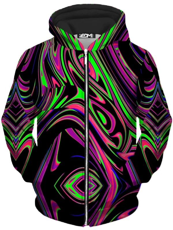 Pink and Green Blackout Drip Unisex Zip-Up Hoodie sold by iEDM