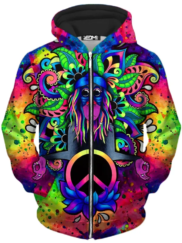 Peace Rafiki Unisex Zip-Up Hoodie sold by iEDM
