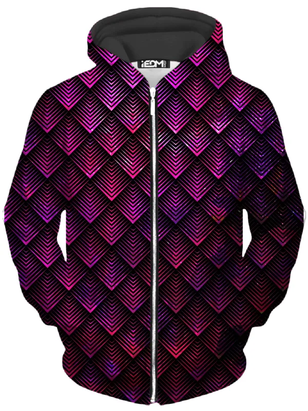 Galactic Dragon Scale Pink Unisex Zip-Up Hoodie sold by iEDM