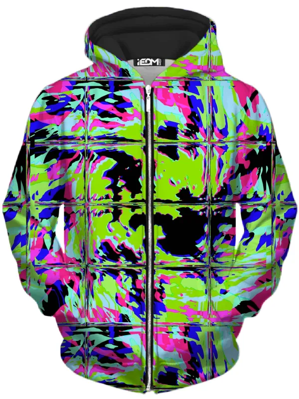 Blacklight Rave Glitch Unisex Zip-Up Hoodie sold by iEDM