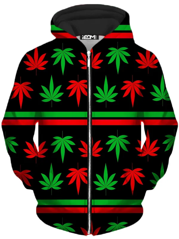 Red And Green Festive Bud Unisex Zip-Up Hoodie sold by iEDM