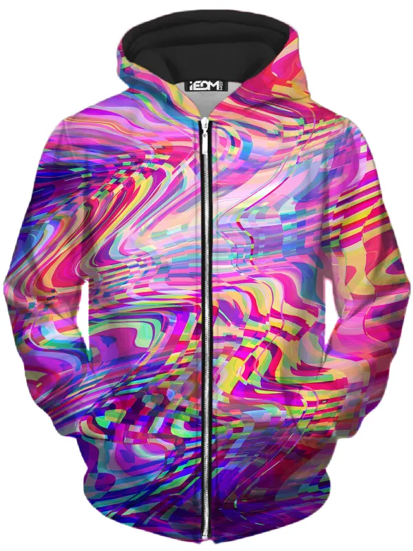 Glitch Waves Unisex Zip-Up Hoodie sold by iEDM