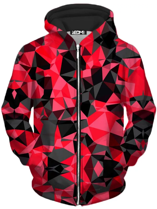 Red and Black Geo Unisex Zip-Up Hoodie sold by iEDM