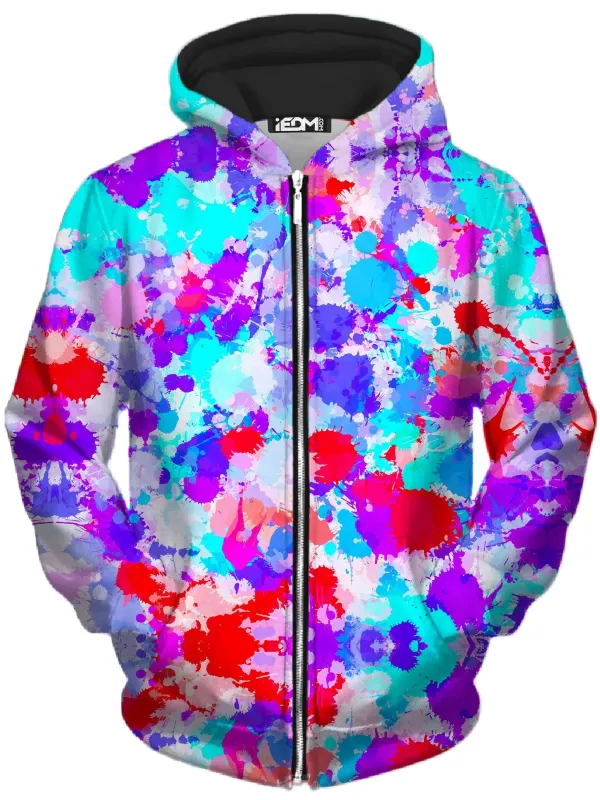 Cherry Frost Paint Splatter Unisex Zip-Up Hoodie sold by iEDM