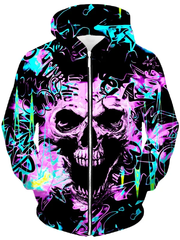Skull Graffiti Unisex Zip-Up Hoodie sold by iEDM