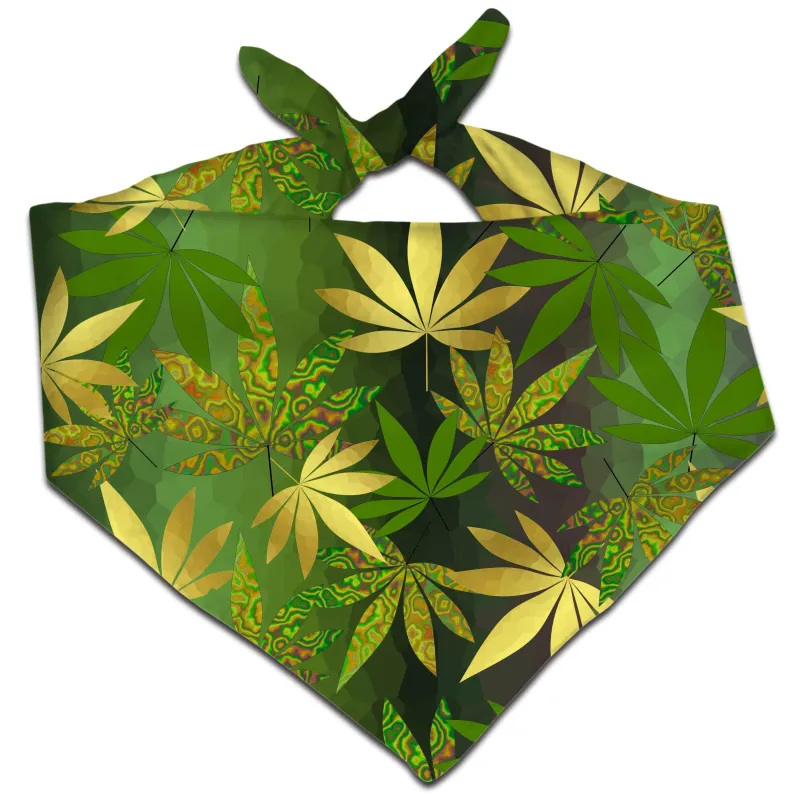 Gold Weed Leaves Bandana sold by iEDM