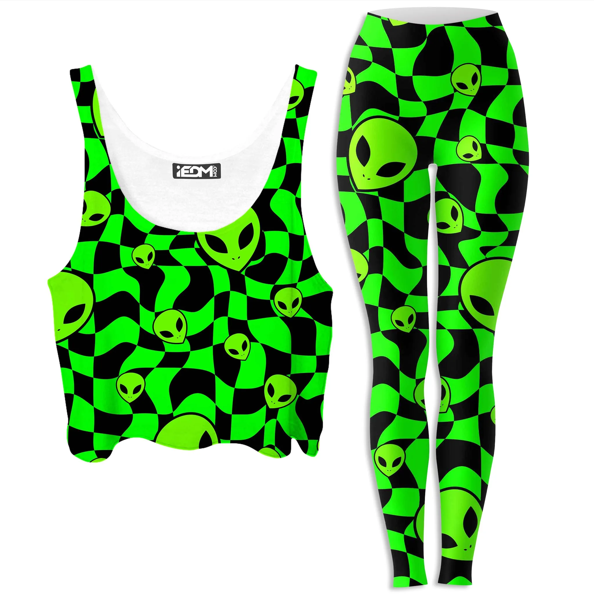 Green Aliens Crop Top and Leggings Combo sold by iEDM