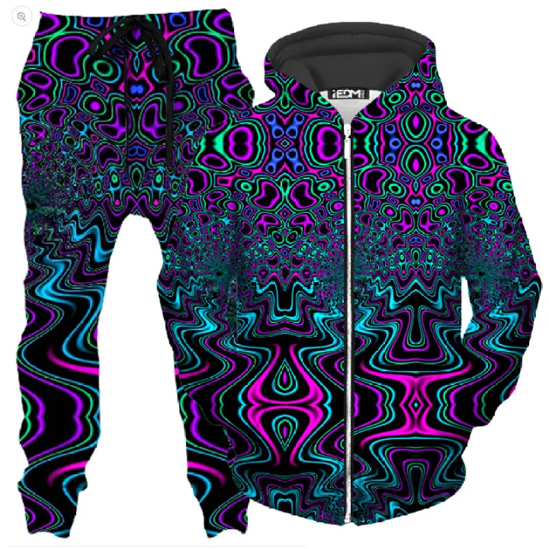 Fractal River Zip-Up Hoodie and Joggers Combo sold by iEDM