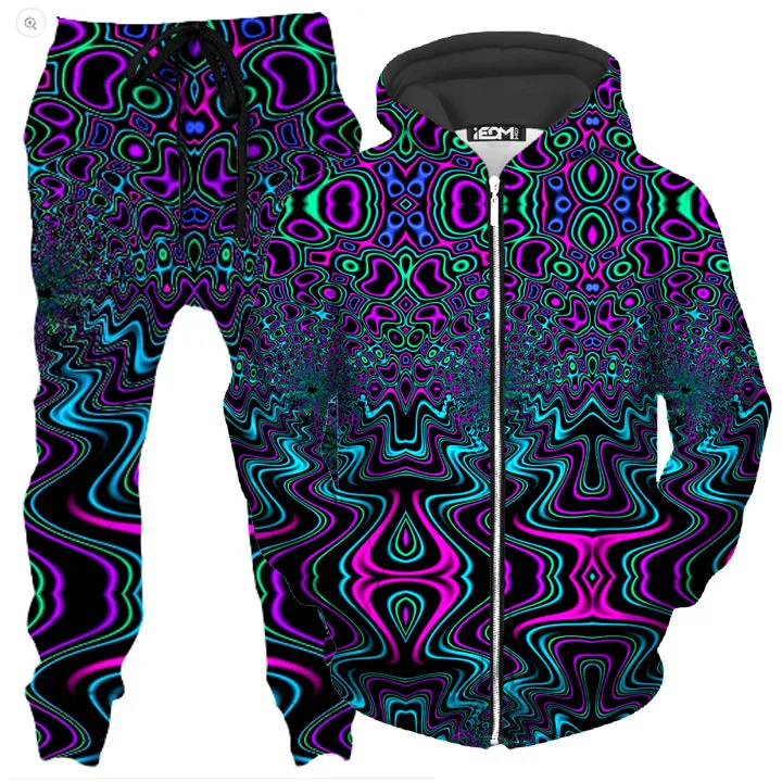 Fractal River Zip-Up Hoodie and Joggers Combo sold by iEDM