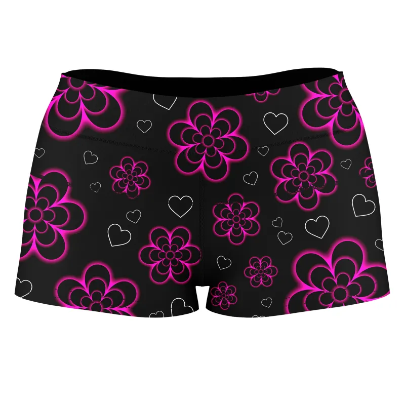 Tekno Flower High-Waisted Women's Shorts made by iEDM
