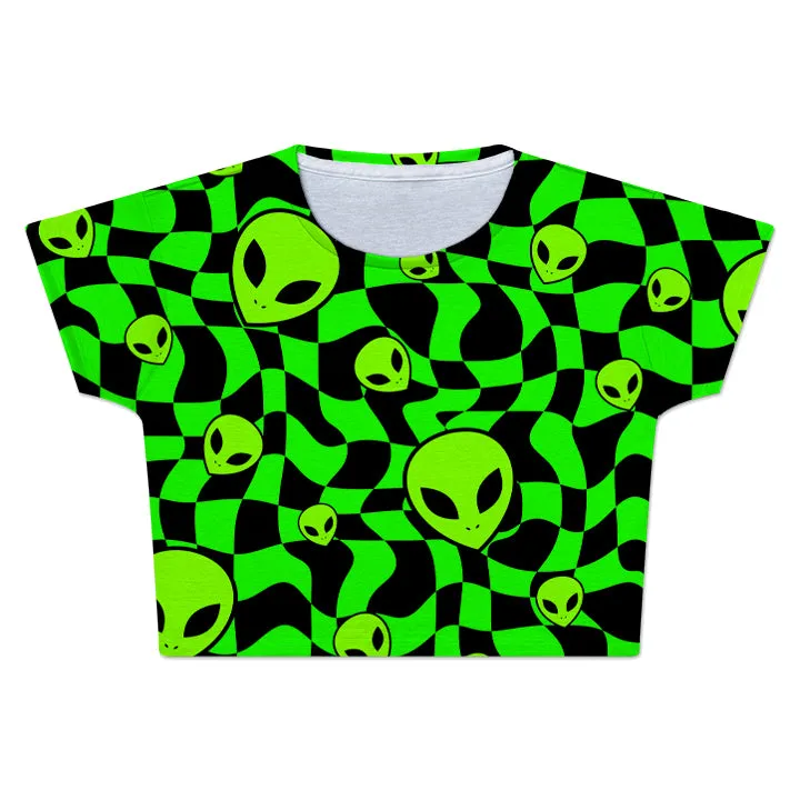 Green Aliens Crop Tee sold by iEDM