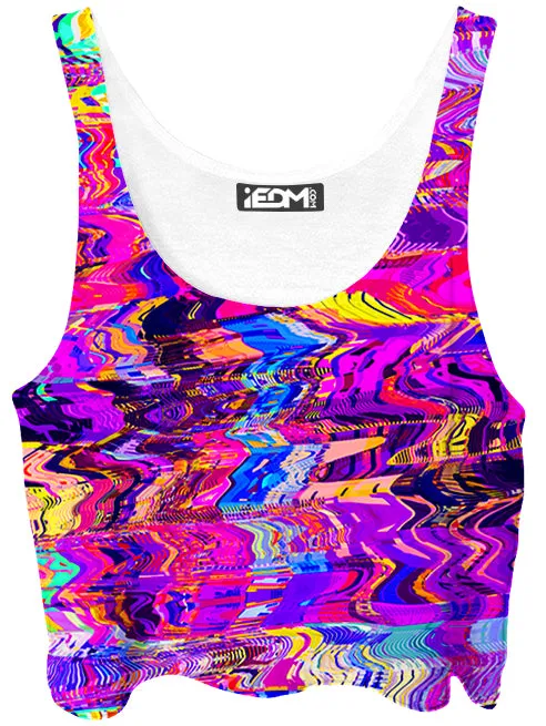 Purple Acid Glitch Waves Crop Top sold by iEDM