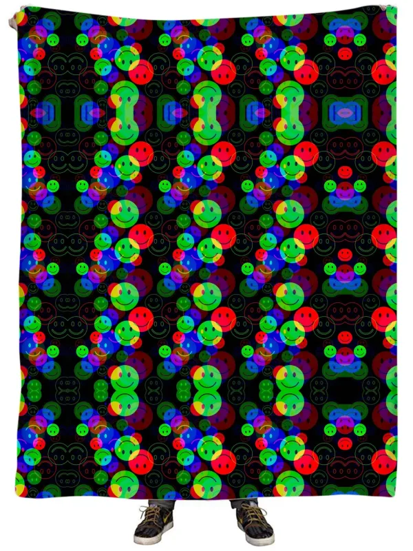 RGB Smile Glitch Plush Blanket made by iEDM