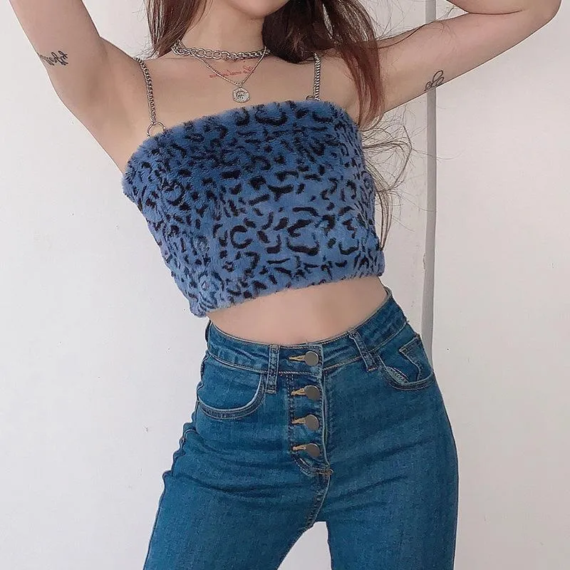 Fuzzy Feline Feelz Chain Strap Crop Top sold by Empty Soda product image thumbnail 4