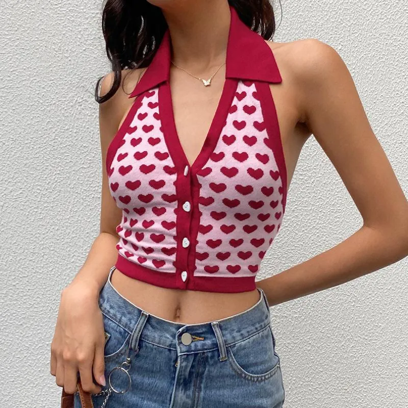Don't Believe In Love Collared Crop Top sold by Empty Soda