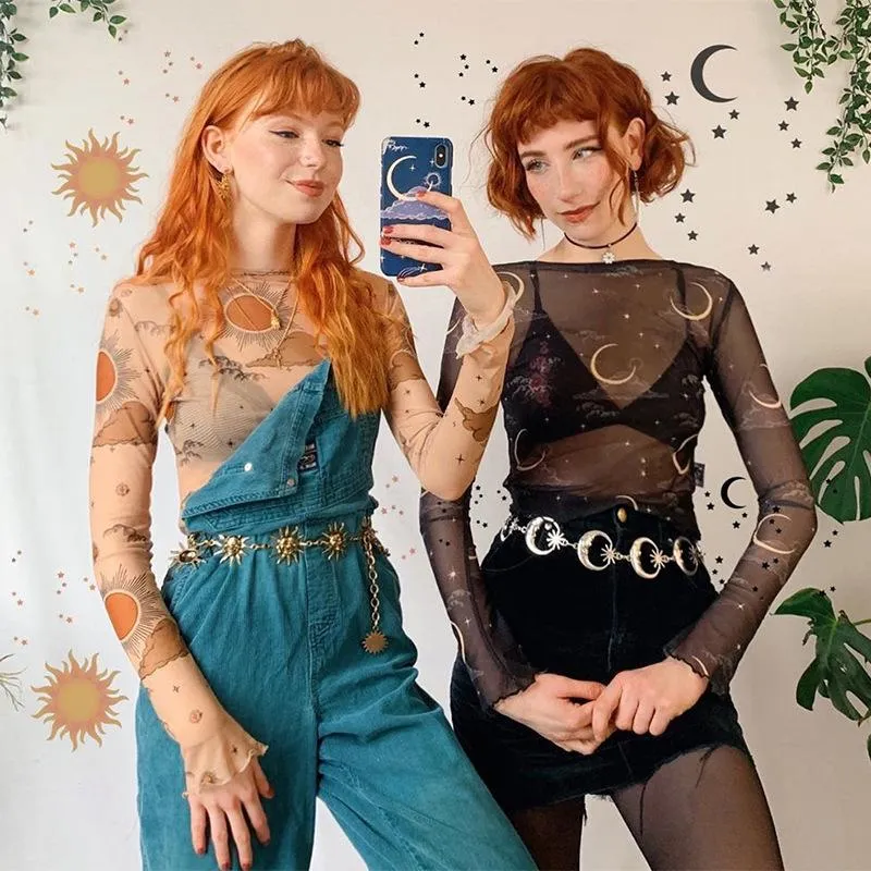 Bronte Badass Bohemian Mesh Long Sleeve Crop Top sold by Empty Soda product image thumbnail 3