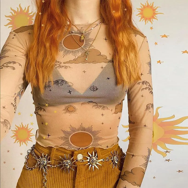 Bronte Badass Bohemian Mesh Long Sleeve Crop Top sold by Empty Soda