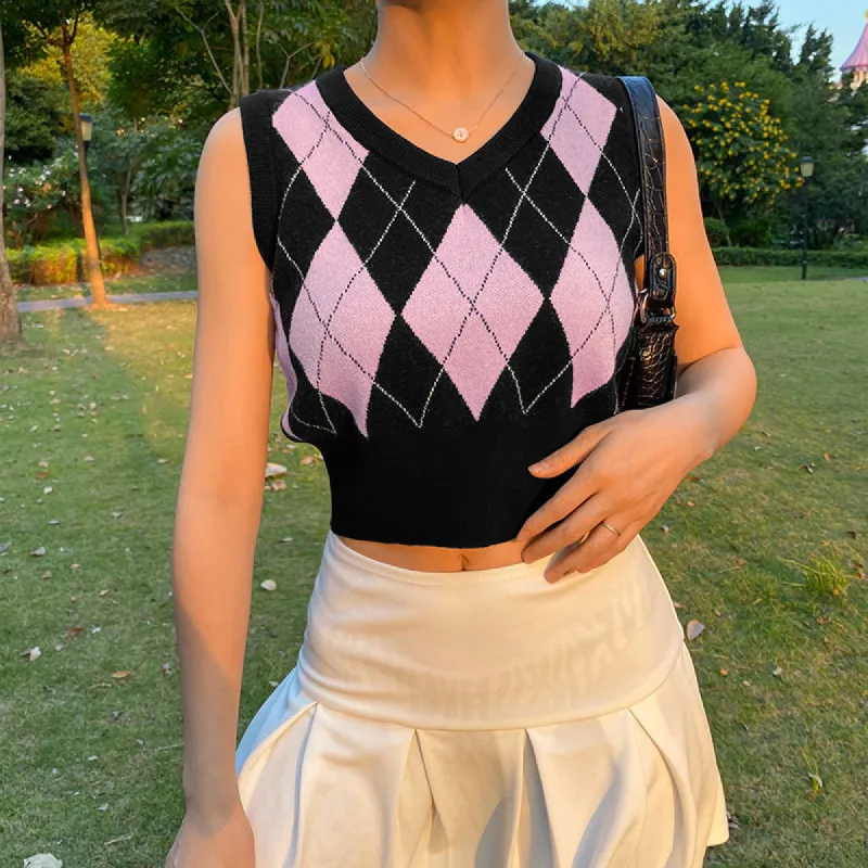 Collegiate Cutie Plaid Vest sold by Empty Soda