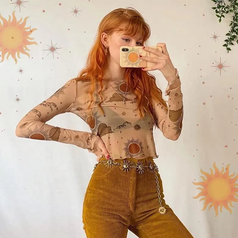 Bronte Badass Bohemian Mesh Long Sleeve Crop Top sold by Empty Soda product image thumbnail 2