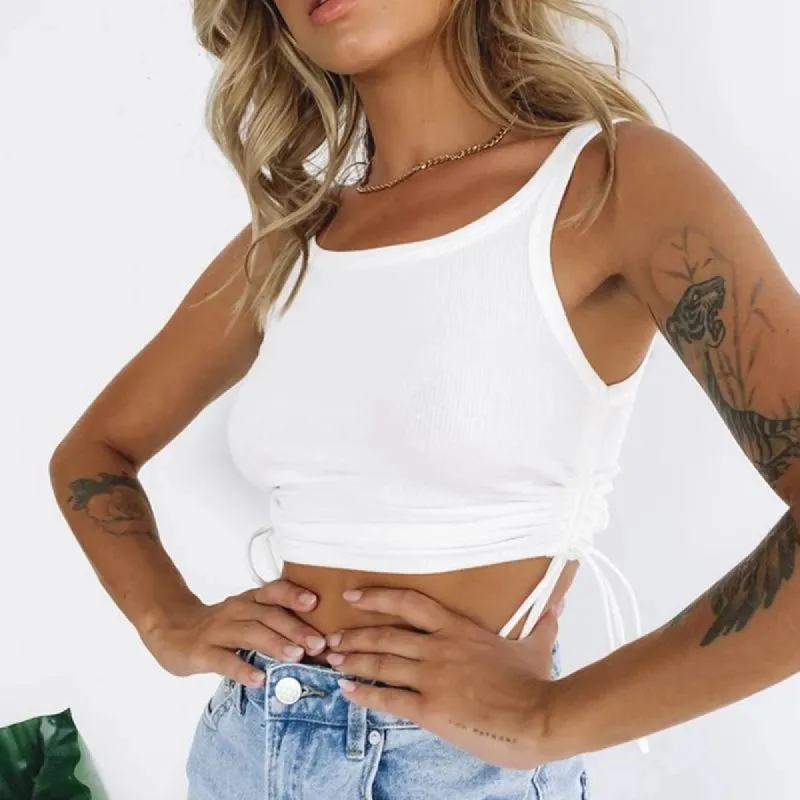 String Me Along Ripped Crop Tank Top sold by Empty Soda