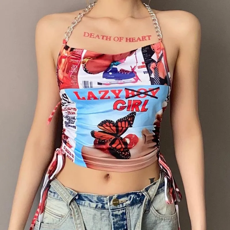 Lazy Girl Crew Halter Crop Top sold by Empty Soda