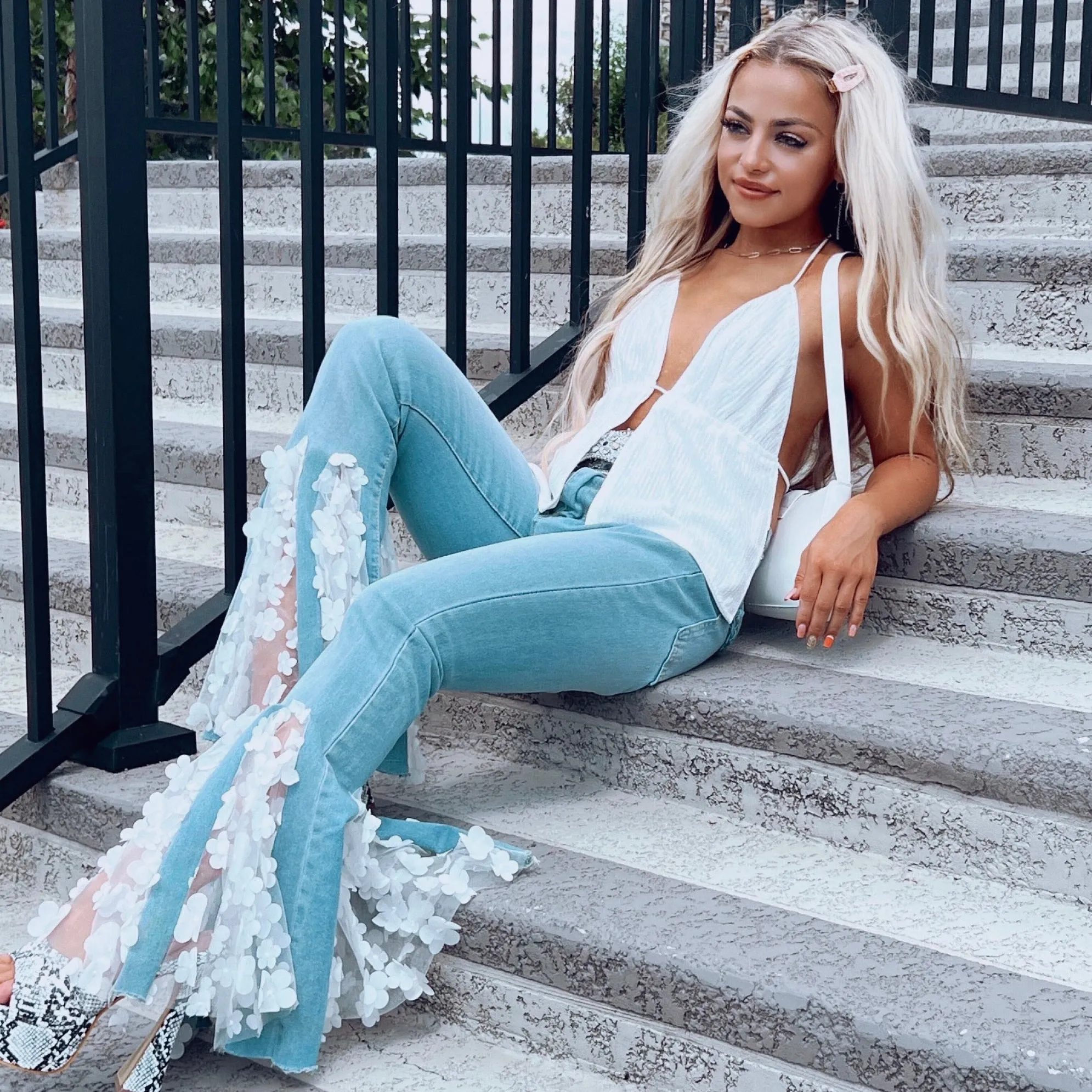 Morgan Flower Flare Jeans sold by Empty Soda product image thumbnail 2