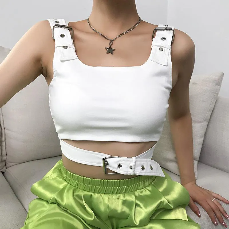 Old Skool Hunnie Belt Bucklez Crop Top sold by Empty Soda