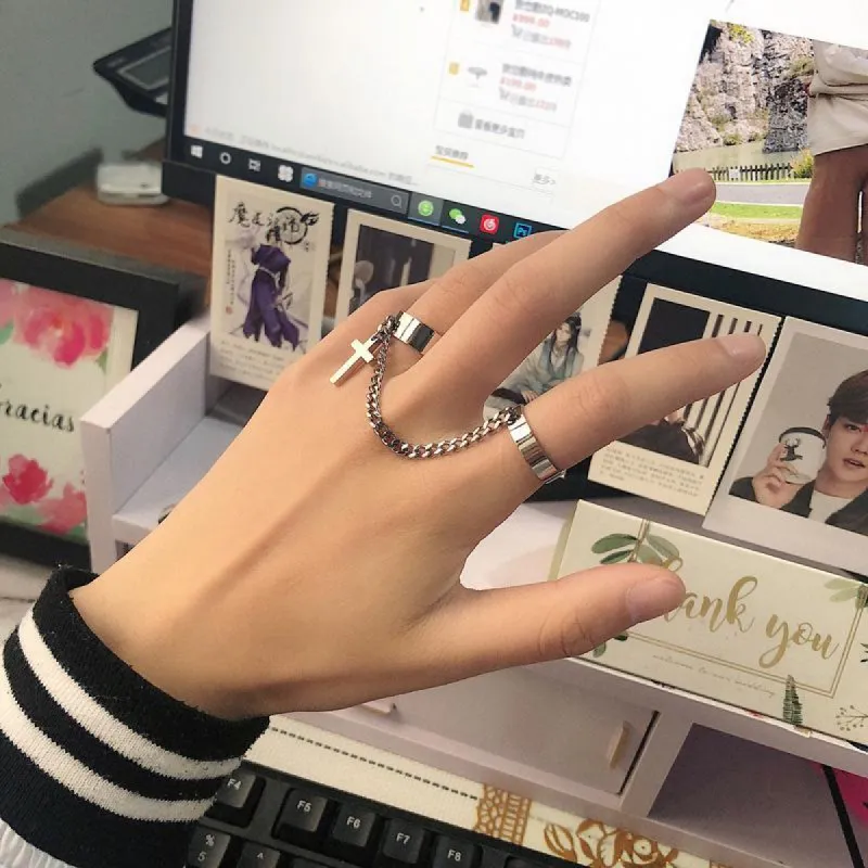Eden Dual Cross Chained Rings sold by Empty Soda
