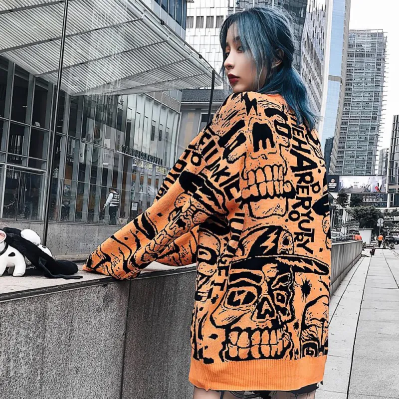 Tessa Graffiti Skull Crewneck Sweatshirt sold by Empty Soda