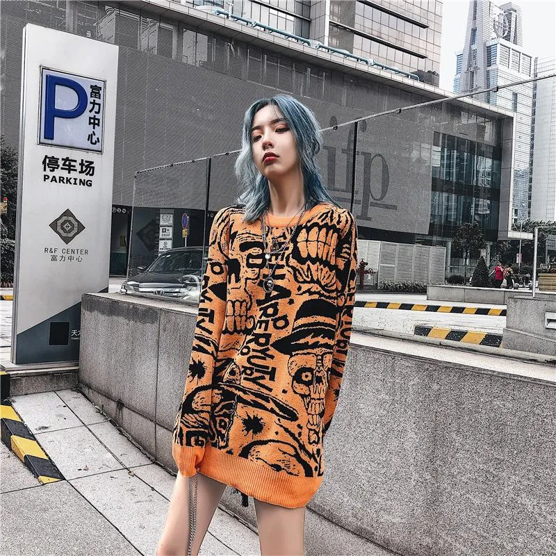 Tessa Graffiti Skull Crewneck Sweatshirt sold by Empty Soda product image thumbnail 3