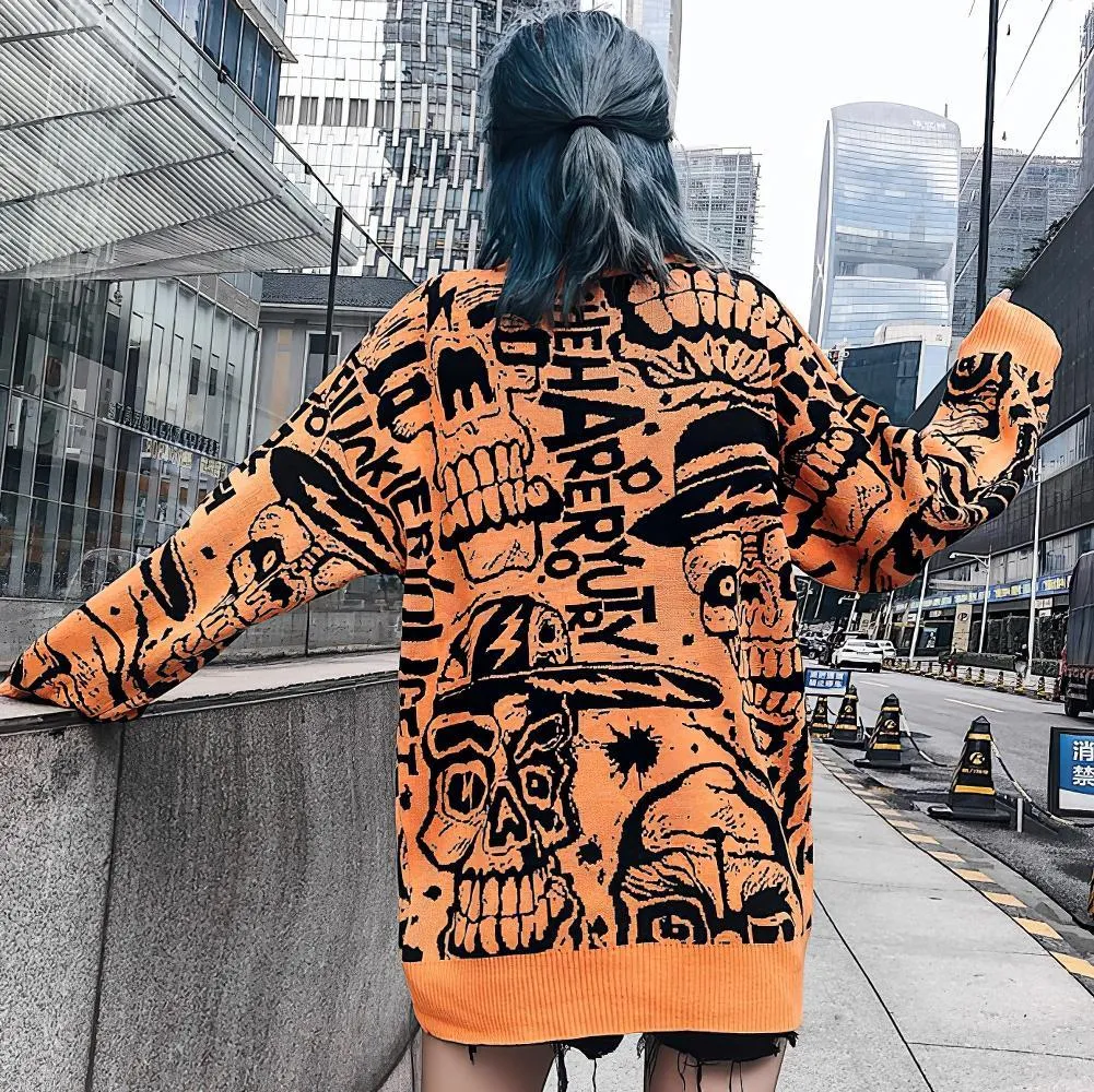 Tessa Graffiti Skull Crewneck Sweatshirt sold by Empty Soda product image thumbnail 2