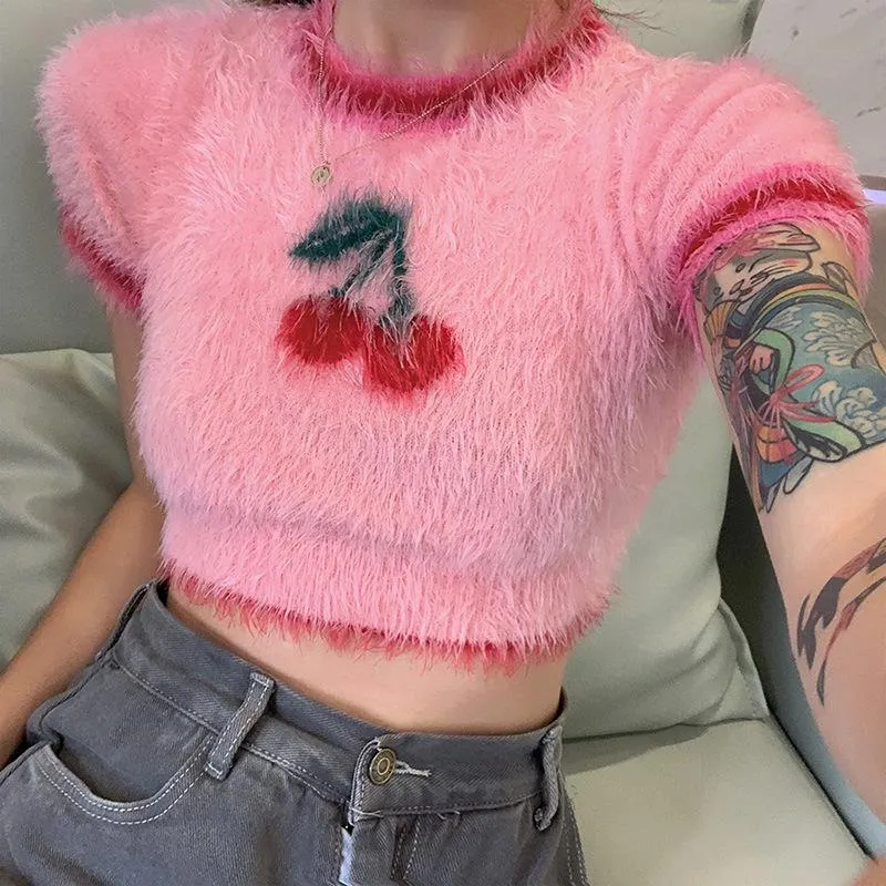U Deserve A Treat Fuzzy Crop Top sold by Empty Soda product image thumbnail 2