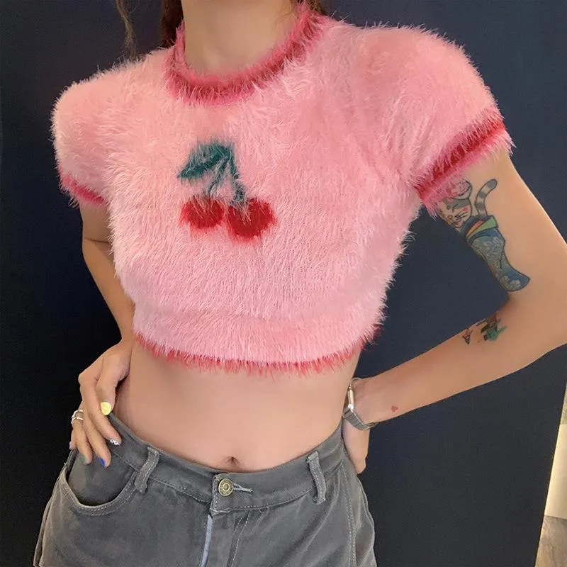 U Deserve A Treat Fuzzy Crop Top sold by Empty Soda