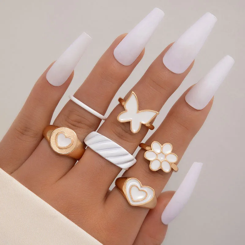 Pretty In White Ring Set sold by Empty Soda