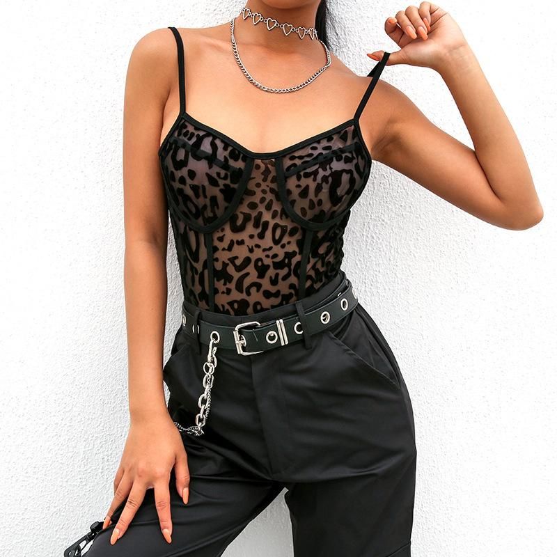 Wild Child Mesh Leopard Bustier Bodysuit sold by Empty Soda
