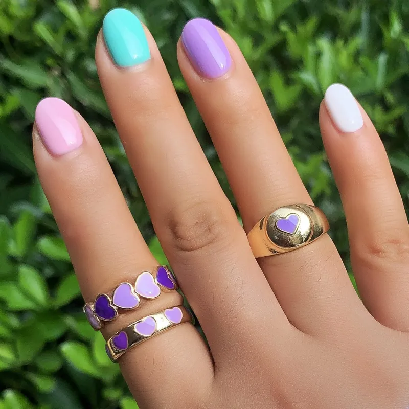 Lavender Heartbeat Ring Set sold by Empty Soda