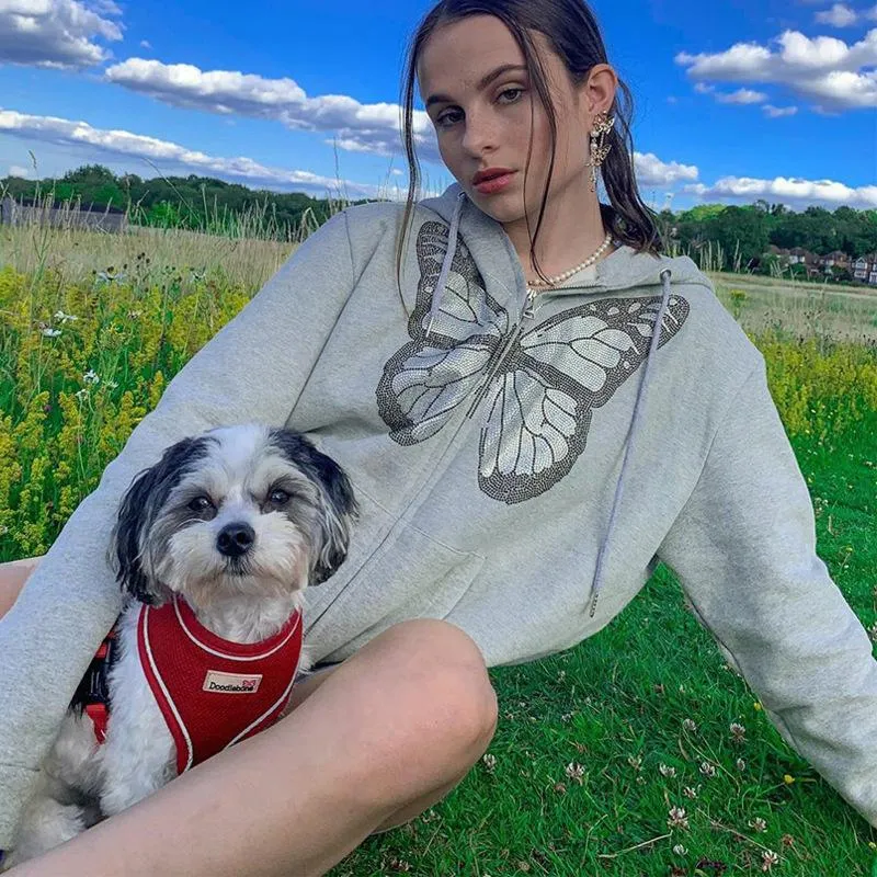 Insta Loungin' Butterfly Zip Up Sweater sold by Empty Soda product image thumbnail 2