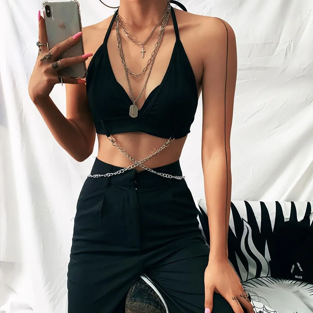Verified Vixen Chain Halter Crop Top sold by Empty Soda product image thumbnail 4