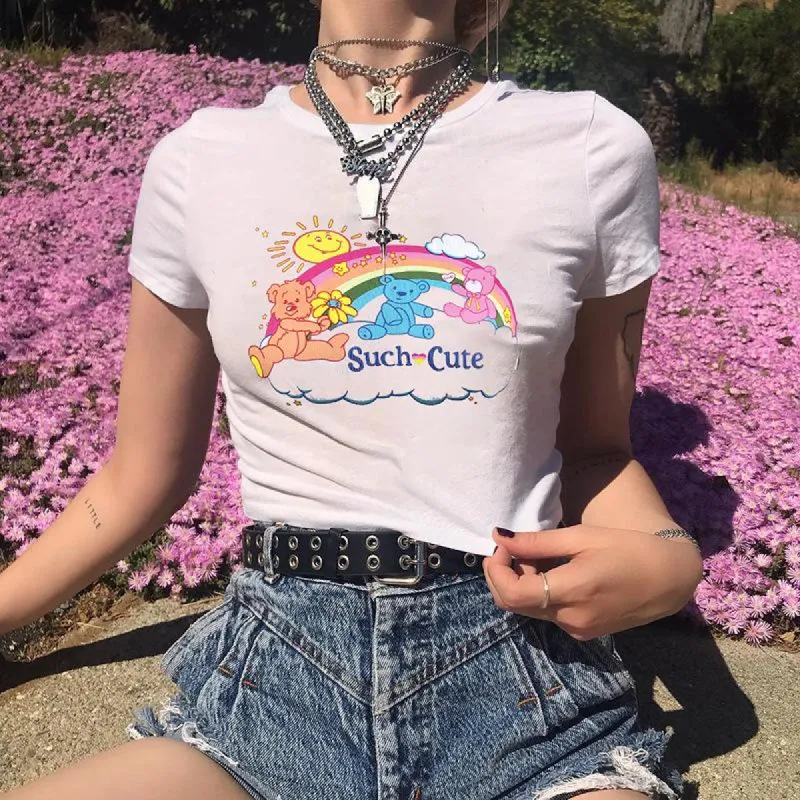 Such Cute Rainbow Teddy Bear Crop Top sold by Empty Soda