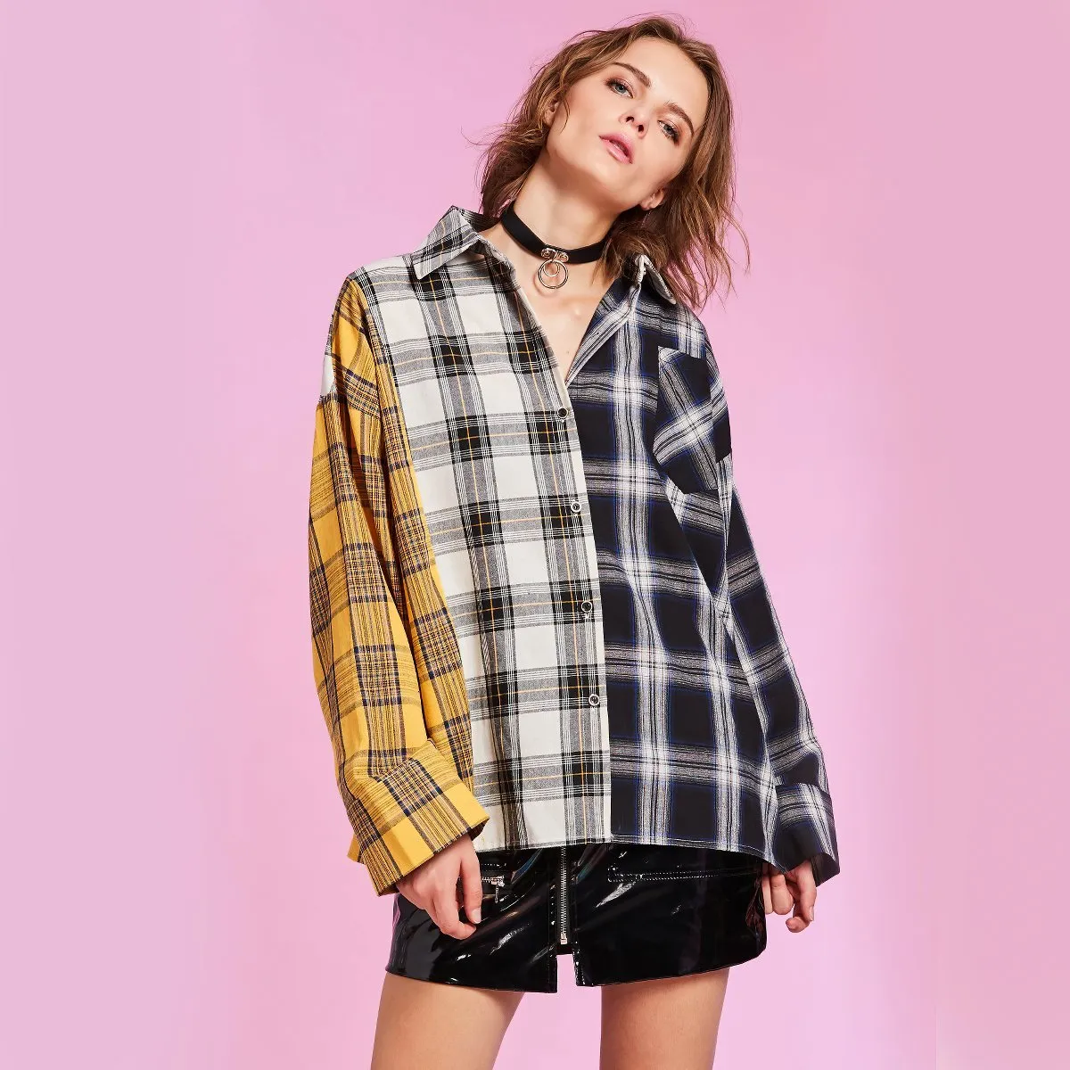Esther Plaid Duplex Oversized Shirt sold by Empty Soda product image thumbnail 2