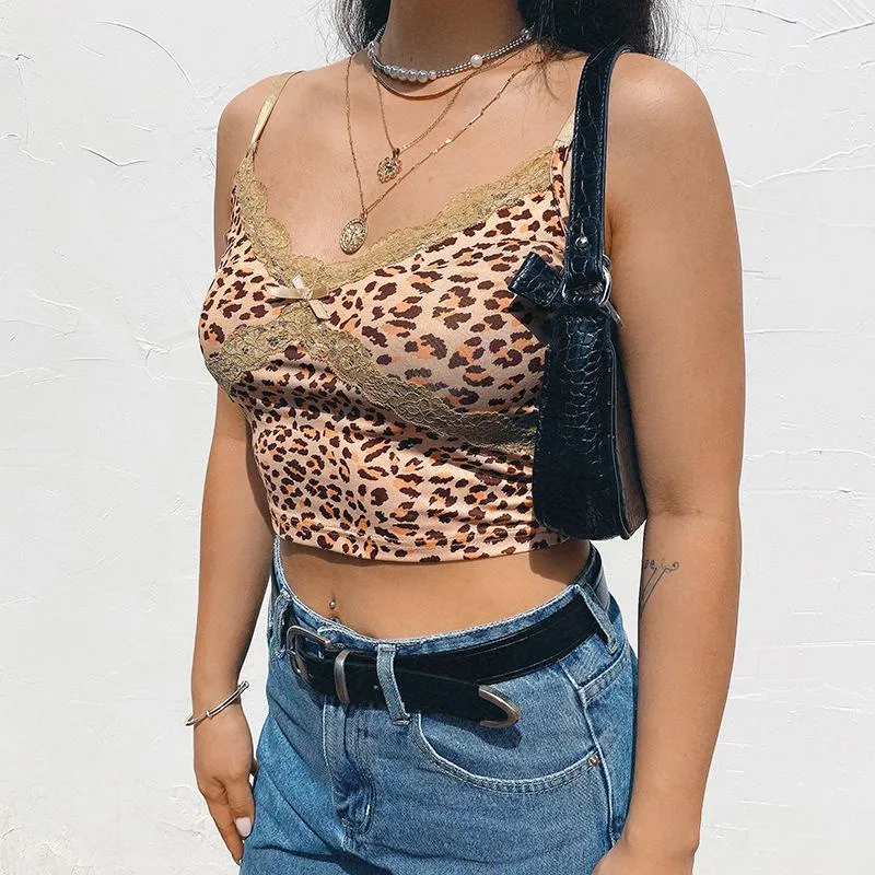 True Alpha Leopard Lace Lined Crop Top sold by Empty Soda product image thumbnail 2